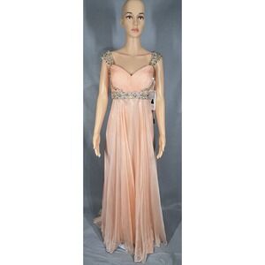 Dave And Johnny Long Peach Dress Size 3/4